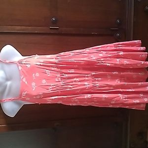 OLD NAVY Coral Summer Tank Dress Sz S white Flower Spaghetti strap Flowy
